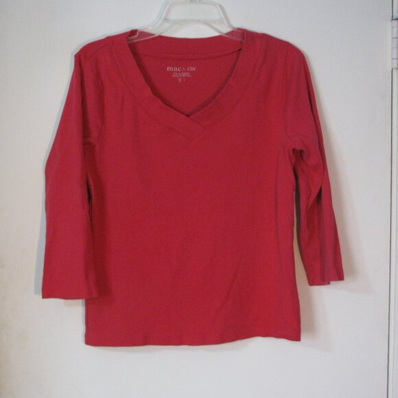 mac & jac Tops - Mac & Jac Top Large Red Blouse V Neckline Very Good